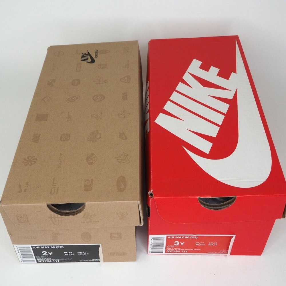 Nike Air Max 90 Pre School 307794 111 Unisex Shoes Leather White Vintage - Picture 10 of 10